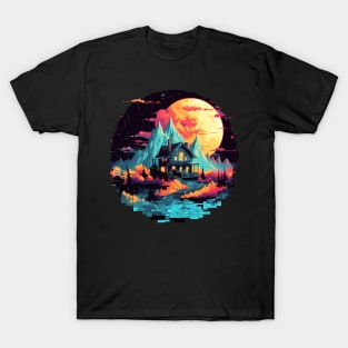 Landscape Countryside Cottage Vacation Relaxing Abstract T-Shirt